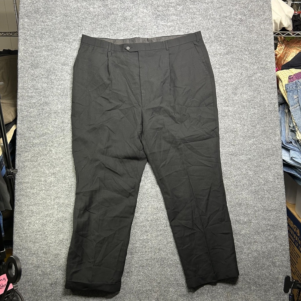 Alexander Lloyd Dress Pants Men's Black High‎ Rise Cuffed Classic Formal - 46x31